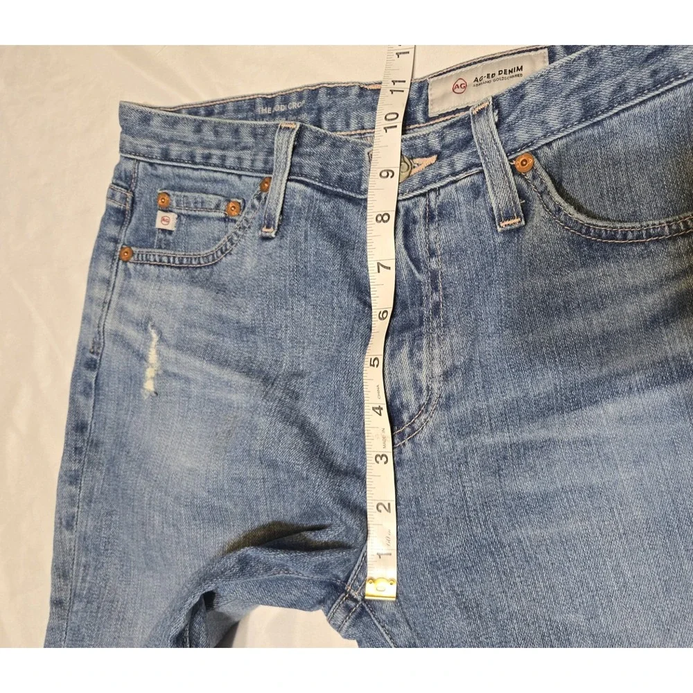 Ag-Ed Denim Adriano Goldschmied MidRise Jeans Fray Hem 27R Med Wash Blue Boot